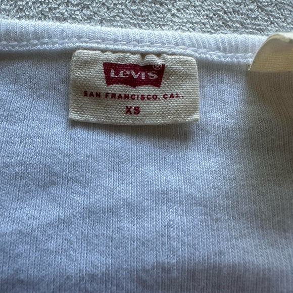 Levi's White Ribbed Button-Down Top - Picture 3 of 4